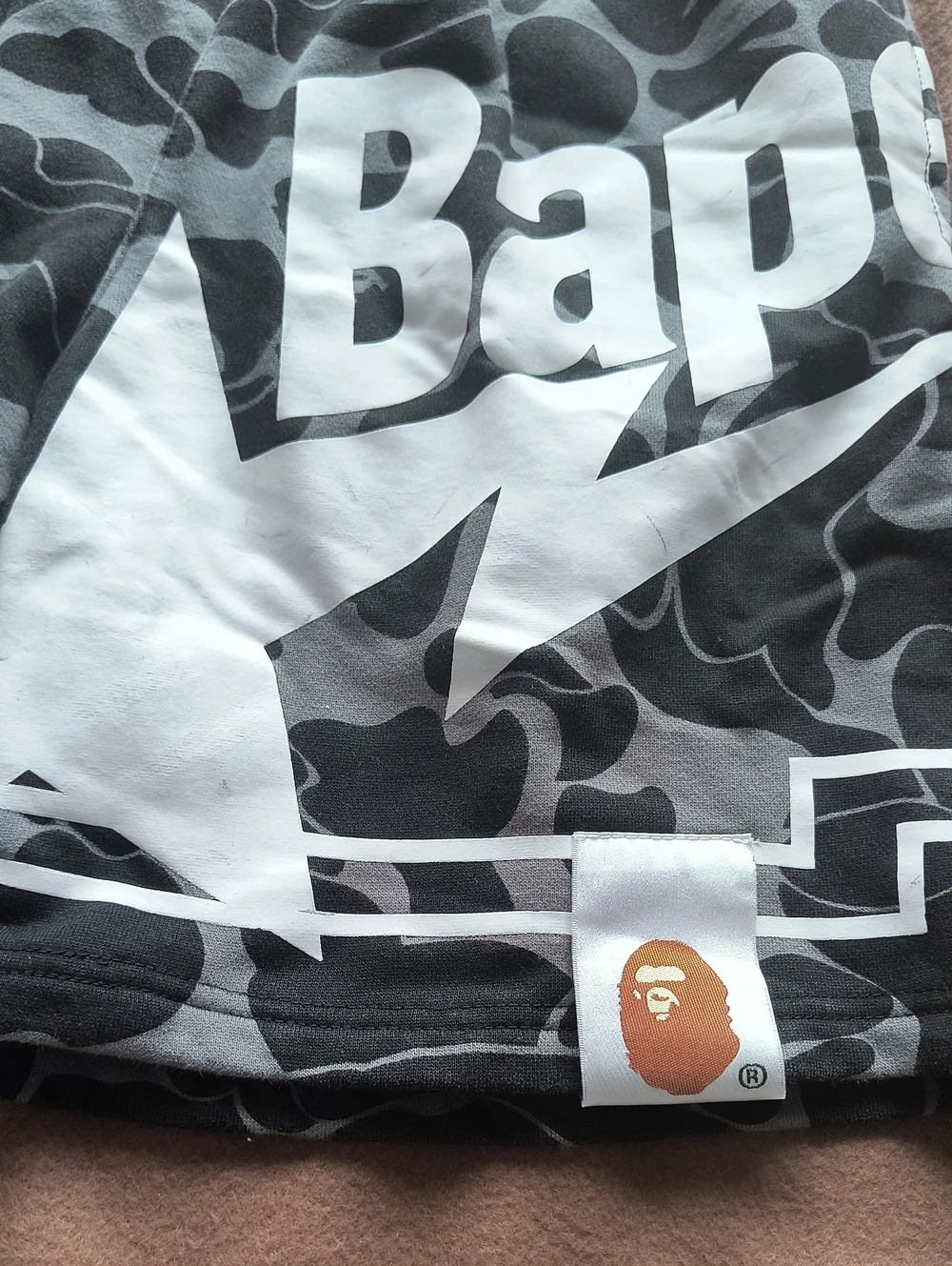 Bape Black & White Camo Logo Shorts - Picture 2 of 5